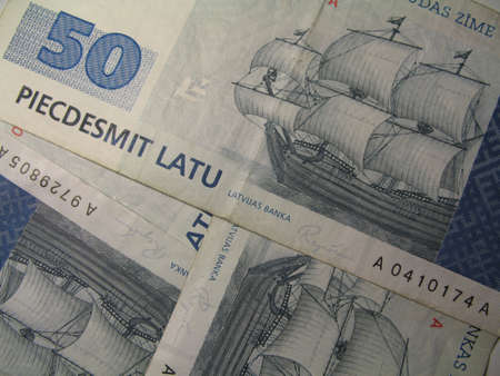 Latvian national currecny - 50 latvian latsの写真素材