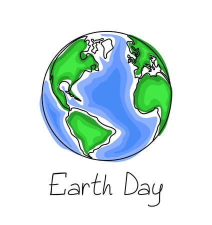Earth globe with the contours of the continents. Earth day conceptのイラスト素材