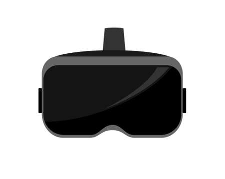 Black and gray virtual reality glasses isolated on a white background. Front view. Flat vector...