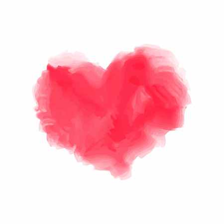 Soft coral pink watercolor heart on a white backgroundのイラスト素材