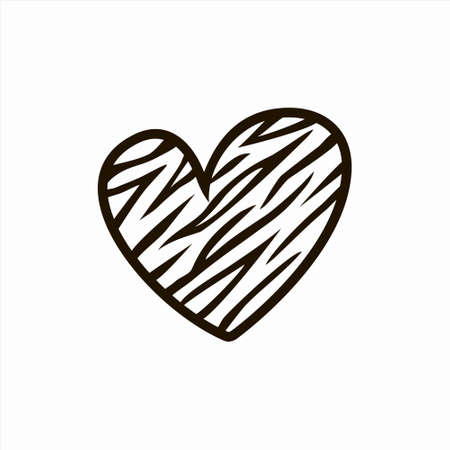 Black tiger animal print heart on a white background. Vector illustrationのイラスト素材