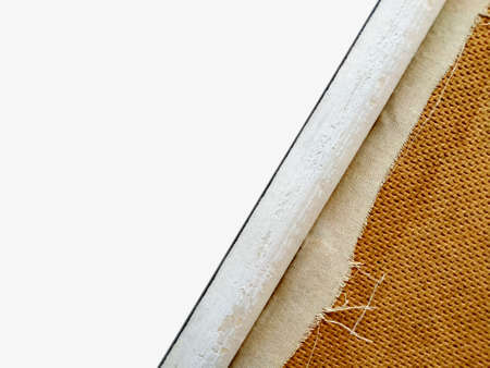 Part of the basis for the painting on a white background. Fibreboard, canvas and frame.
