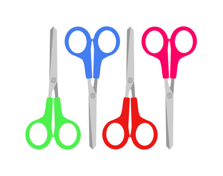 Set of colorful scissors on a white backgroundのイラスト素材