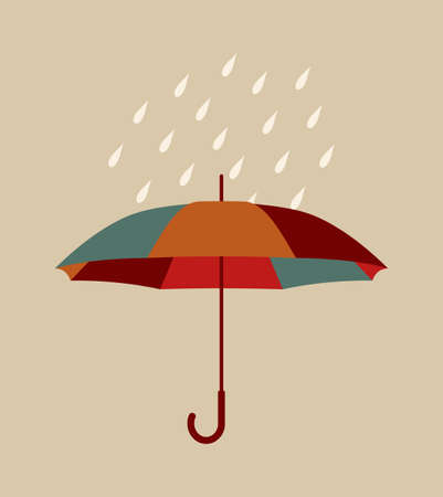 Multicolored umbrella with raindrops. Flat vector illustrationのイラスト素材