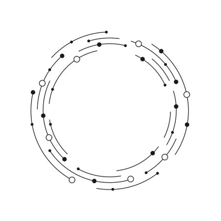 Round frame of dashed circular lines and circles on a white background with copy space inside. Vector illustrationのイラスト素材