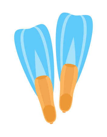 Blue and orange flippers isolated on white background. Flat vector illustrationのイラスト素材