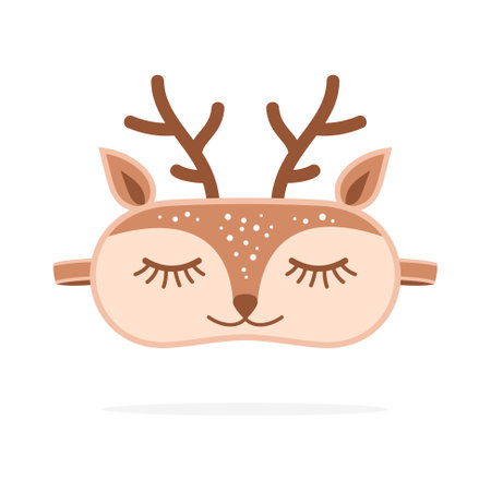 Cute deer sleeping mask isolated on white background. Flat vector illustrationのイラスト素材
