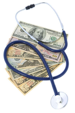 Stethoscope on American paper currencyの写真素材