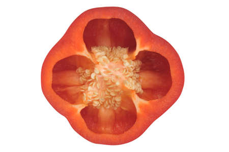 red paprika cros section isilated on white