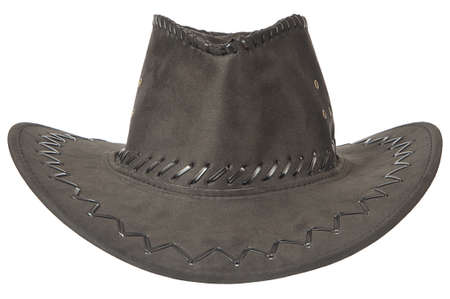 Black cowboy hat in front on white background.の写真素材