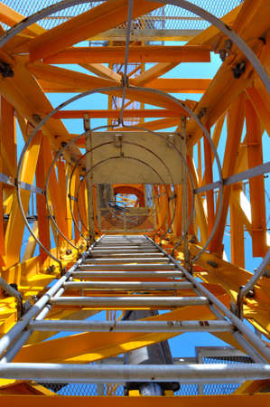 Upwards View of Crane Access Ladder の写真素材