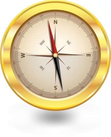 isolated traditional golden color compass vector のイラスト素材