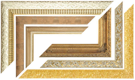Set of elements of picture frame on white background
