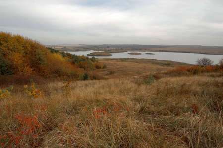 Thunderstorm on a riverの写真素材