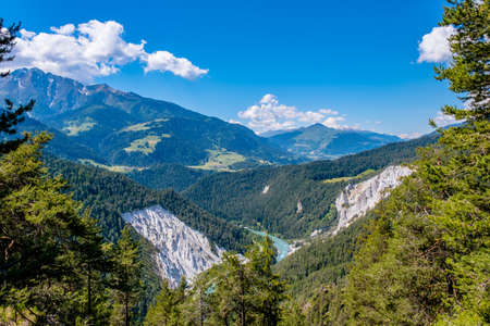 View of a ravine and mountainsの写真素材