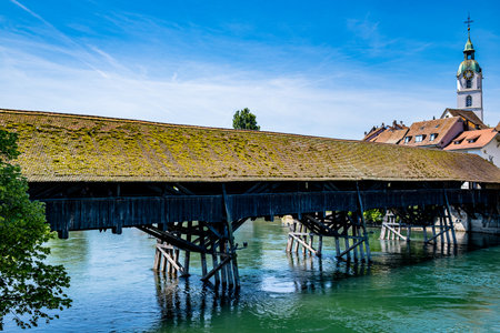 View of the old bridge - Olten, Switzerlandの写真素材