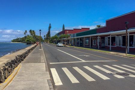 Street on the Lahaina waterfront - Maui, Hawaiiの写真素材
