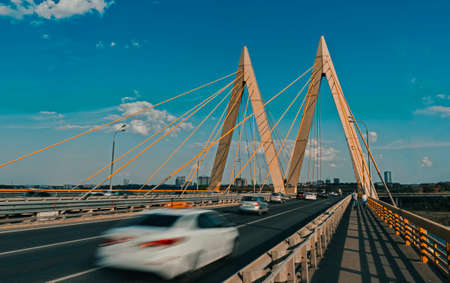 Cable-stayed bridge in Kazan. A new landmark of the city.の写真素材