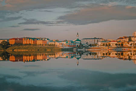 A view of Old Tatar district in Kazan early in the morning.の写真素材