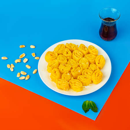Oriental Honey Sweets on a colorful background