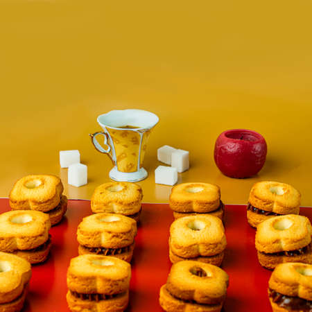 Biscuis with sugar. Crispy and crumbly delicious cookiesの写真素材