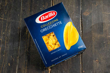 Russia, Kazan, 06 April 2021: BARILLA products. Italian pasta Orecchietteのeditorial素材
