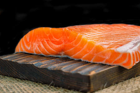 Fresh salmon fillet. The tastiest delicacy from the Faroe Islandsの写真素材