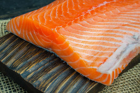 Fresh salmon fillet. The tastiest delicacy from the Faroe Islandsの写真素材