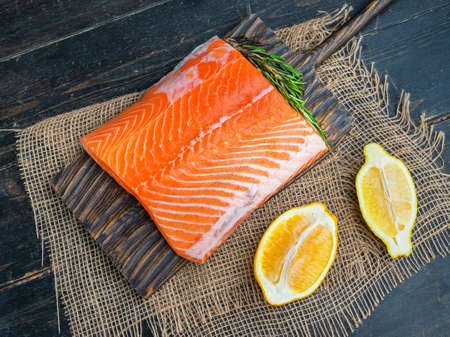Fresh salmon fillet. The tastiest delicacy from the Faroe Islandsの写真素材