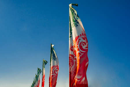 Flags of the Tatar people waving on the wind. Tatarstan Republicの写真素材