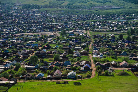 Aerial view of residential rural neighborhood area.の写真素材