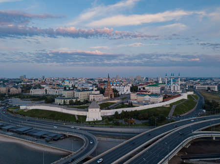 Beautiful aerial view of Kazan Kremlin. Tatarstan, Russia.の写真素材