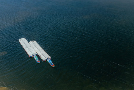 Top view of international containers cargo ships. Freight transportationの写真素材