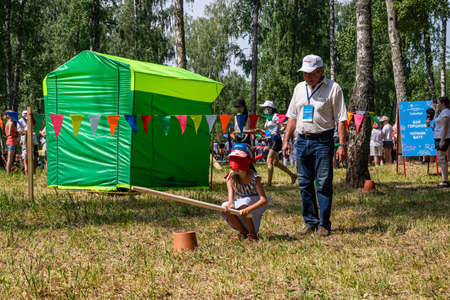 Kazan, Russia, June 26 2021. The Tatar ethnic holiday Sabantui, end of field works.のeditorial素材