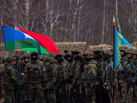 Kazan, Russia. 08 November 2021. Soldiers of the Belarusian and Kazakh Armed Forcesのeditorial素材