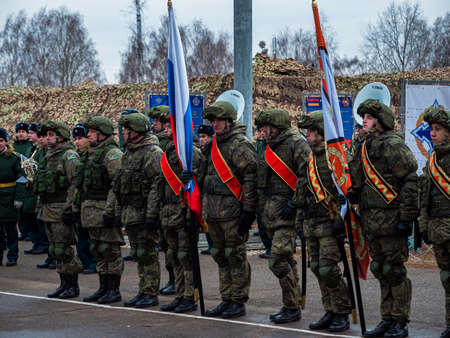 Kazan, Russia. 08 November 2021. Soldiers of peacekeeping forces at the exercises. Russian Army.のeditorial素材