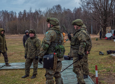 Kazan, Russia. 08 November 2021. Soldiers of peacekeeping forces at the exercises. Russian Army.のeditorial素材