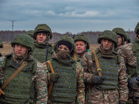 Kazan, Russia. 08 November 2021. Members of the Armenian Armed Forces. Soldiers in combat gear.のeditorial素材
