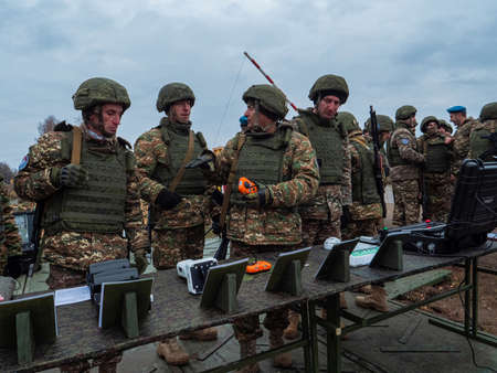 Kazan, Russia. 08 November 2021. Training soldiers in new techniques. Army exercises of Collective Security Treaty Organization countriesのeditorial素材