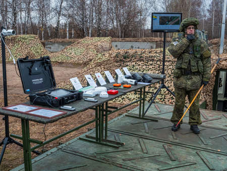 Kazan, Russia. 08 November 2021. Training soldiers in new techniques. Army exercises of Collective Security Treaty Organization countriesのeditorial素材