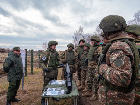 Kazan, Russia. 08 November 2021. Training soldiers in new techniques. Army exercises of Collective Security Treaty Organization countriesのeditorial素材