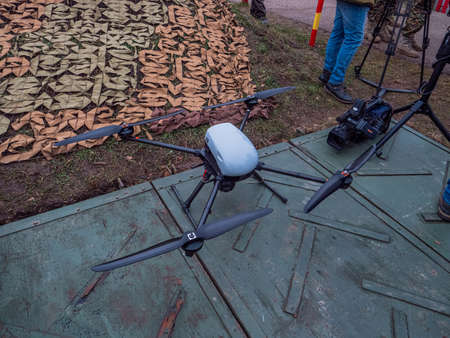 Kazan, Russia, 08 November 2021. A military drone in service with the Russian army. Modern technologies of warfare. High quality photoのeditorial素材