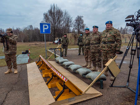 Kazan, Russia. 08 November 2021. Photo and video shooting in the army. Army exercises of Collective Security Treaty Organization countriesのeditorial素材