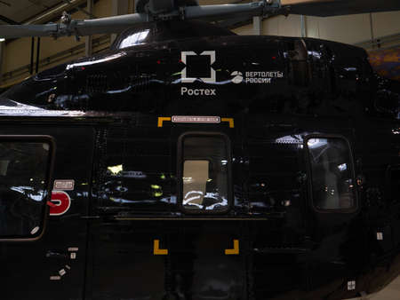 Kazan, Russia. 12 November 2021. The new Ansat helicopter at the helicopter plant in Kazan, Russia. Russian light multi-purpose helicopter Kazan Ansatのeditorial素材