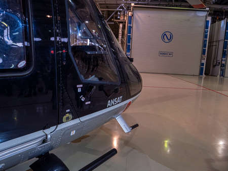 Kazan, Russia. 12 November 2021. The new Ansat helicopter at the helicopter plant in Kazan, Russia. Russian light multi-purpose helicopter Kazan Ansatのeditorial素材