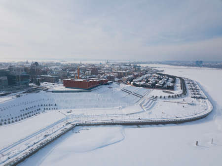 View of the center of Kazan from above. Winter viewの写真素材
