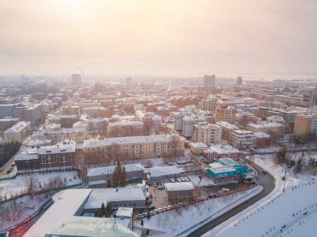 View of the center of Kazan from above. Winter viewの写真素材