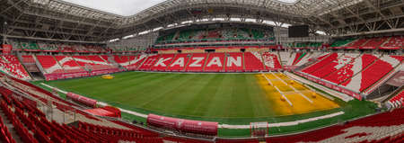 Kazan, Russia. 2022 March 28. Stadium Ak Bars Arena or Kazan Arena. View of the stadium football pitchのeditorial素材