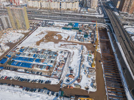 Construction of a new subway station. Underground construction in Russiaの写真素材