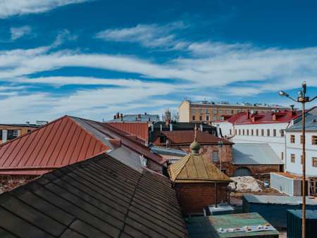 A view of the old city rooftops. Old buildings in the center of Kazan.